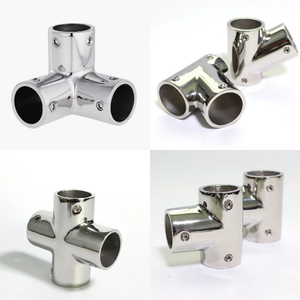 Corner Elbow with  Grub Screws Polished Stainless Steel Marine Tube Rail Hardware 