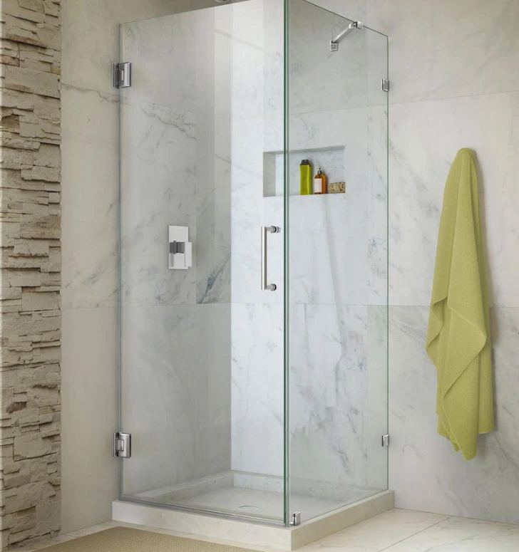  Bathroom fr<x>ameless Glass Shower Screen Stainless Steel Hinge 90 Degree Glass To Wall 