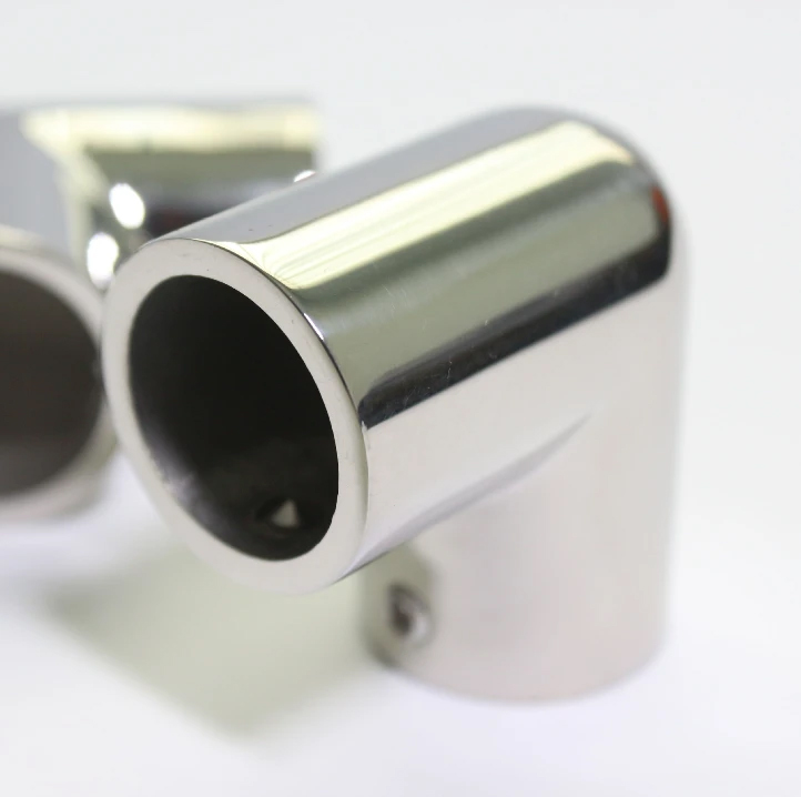 Corner Elbow with  Grub Screws Polished Stainless Steel Marine Tube Rail Hardware 