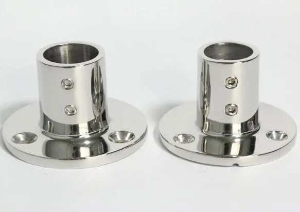 Boat Railing Hardware 90 Degree Round Railing  ba<x>se In Marine 316 Stainless Steel